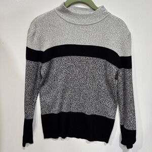 Karen Scott Women Pullover Sweater Black And Gray Petites M New With Tags‎